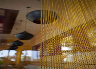 Trang trí trần nhà Rèm liên kết chuỗi nhôm Màu vàng