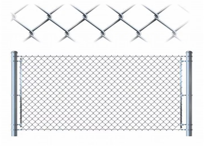 Hàng rào liên kết chuỗi thép mạ kẽm 60 * 60mm Lỗ kim cương Lưới 7 Ft