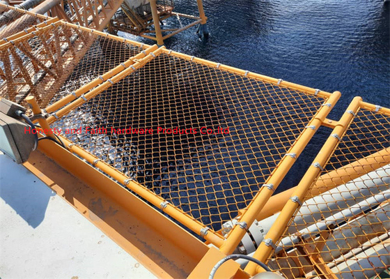 Loại hàng rào dây chuyền màu vàng Helideck Net Diamond Offshore Oil Installation